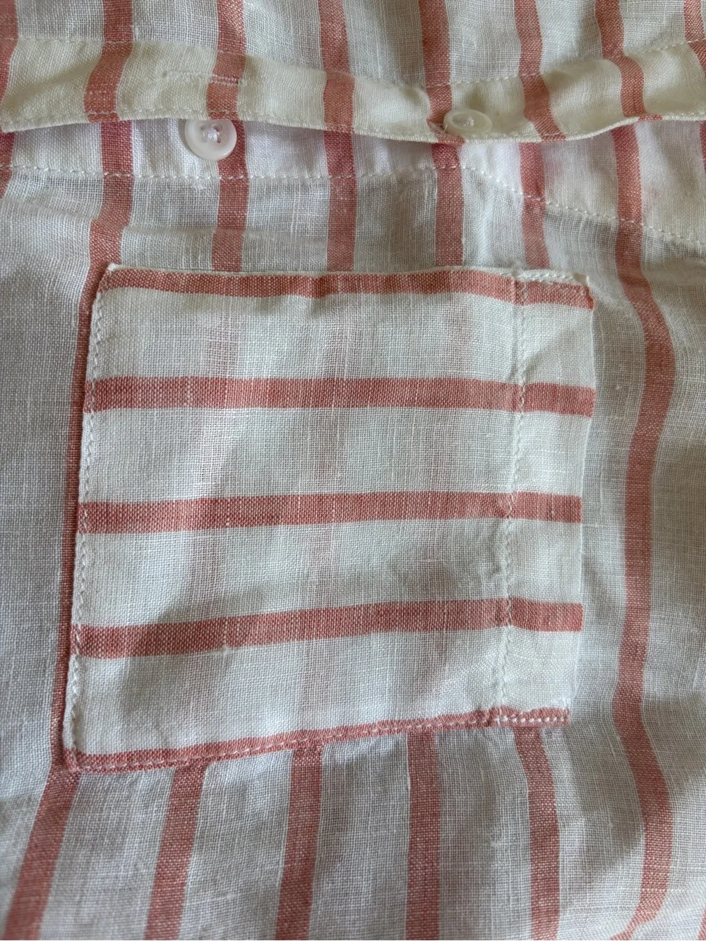 Garnet Hill Women's 100% linen White and Coral Striped top size 2 excellent!